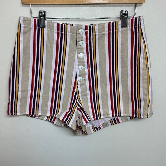 Urban Outfitters Molly Striped Denim Button Fly Short Size 6 - Picture 5 of 9